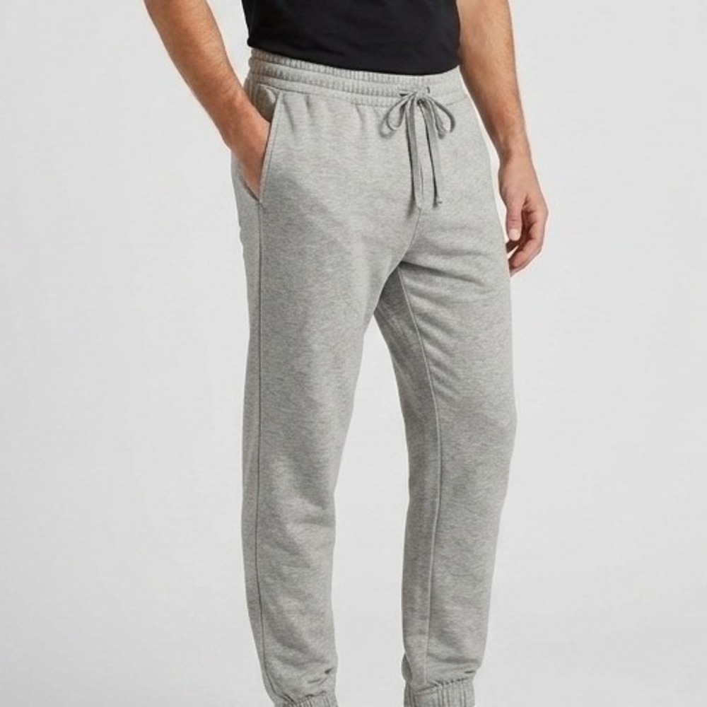 No Boundaries Mens Heathered Grey Fleece Jogger Pants Drawstring Size L 36-38